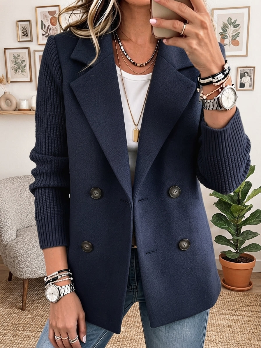 Blazer Élégant Aux Manches Côtelées