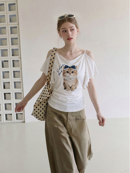 T-shirt Kitten Chic à épaules dénudées