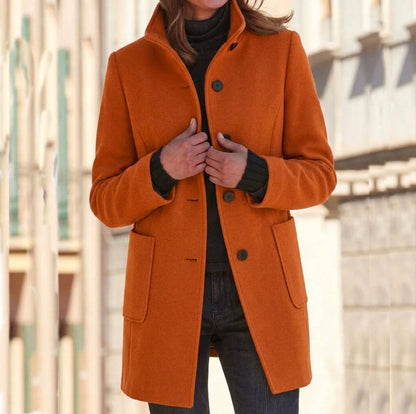 Manteau Cintrée Urbain à Col Montant, Tendance automne