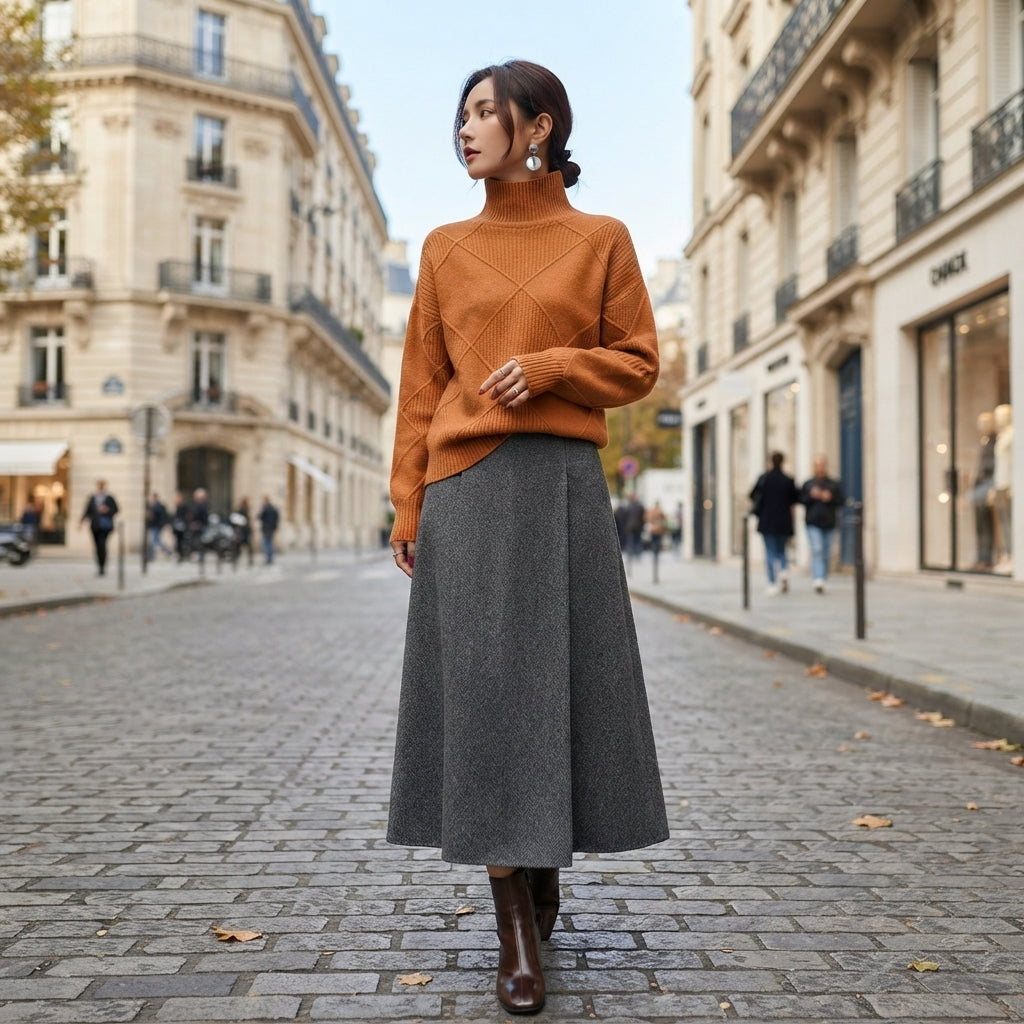 Pull en maille automne-hiver à manches longues