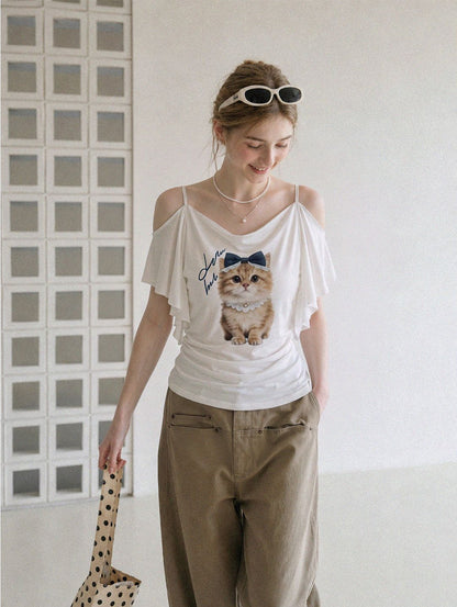 T-shirt Kitten Chic à épaules dénudées