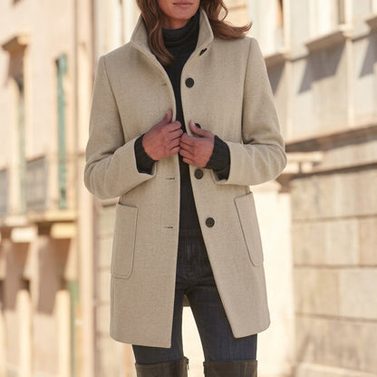Manteau Cintrée Urbain à Col Montant, Tendance automne