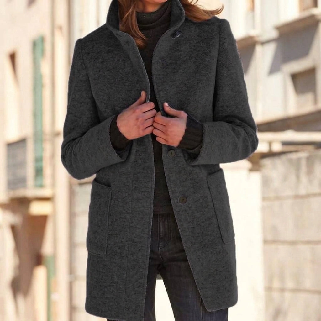 Manteau Cintrée Urbain à Col Montant, Tendance automne