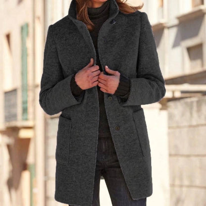 Manteau Cintrée Urbain à Col Montant, Tendance automne