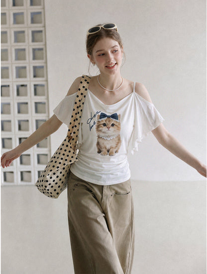 T-shirt Kitten Chic à épaules dénudées