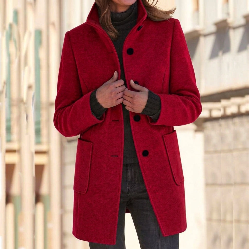 Manteau Cintrée Urbain à Col Montant, Tendance automne