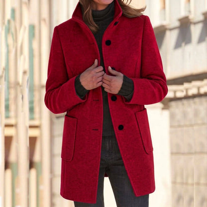 Manteau Cintrée Urbain à Col Montant, Tendance automne