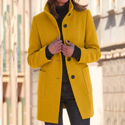 Manteau Cintrée Urbain à Col Montant, Tendance automne
