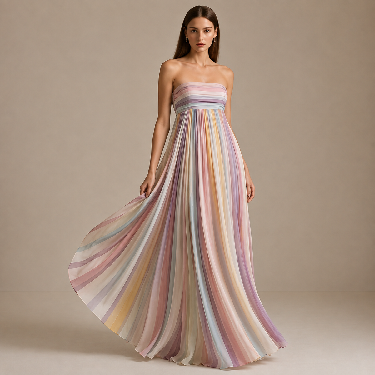 Robe Longue Bustier Plissée