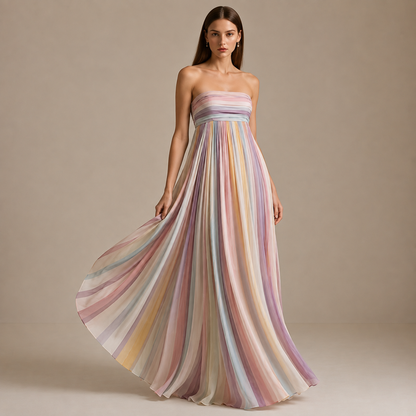 Robe Longue Bustier Plissée