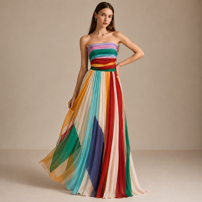 Robe Longue Bustier Plissée