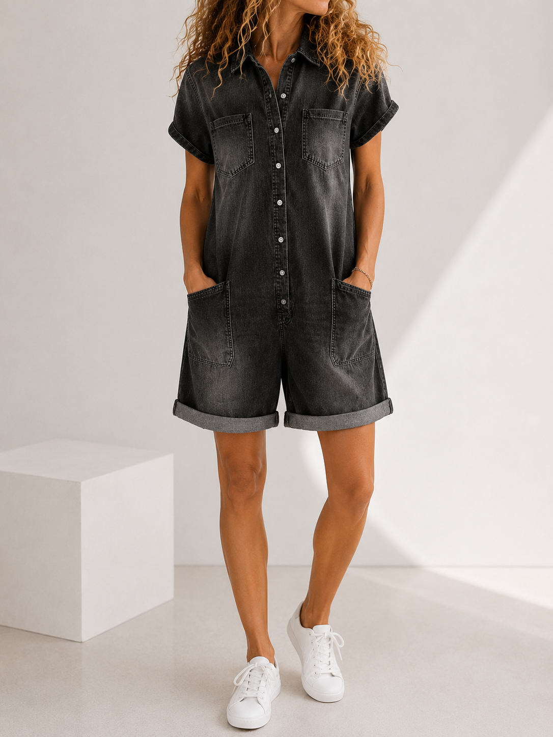 Combishort Denim avec Poches
