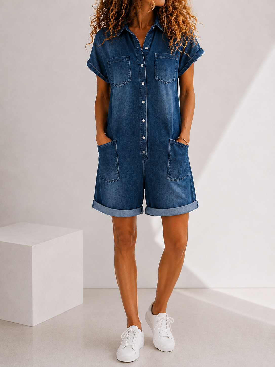 Combishort Denim avec Poches