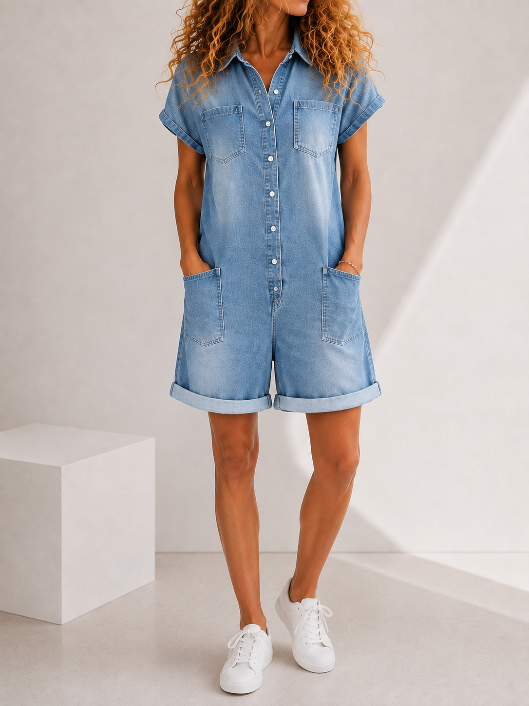 Combishort Denim avec Poches