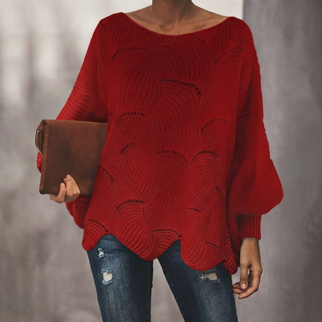 Pull Oversize Douillet en Maille Ajourée