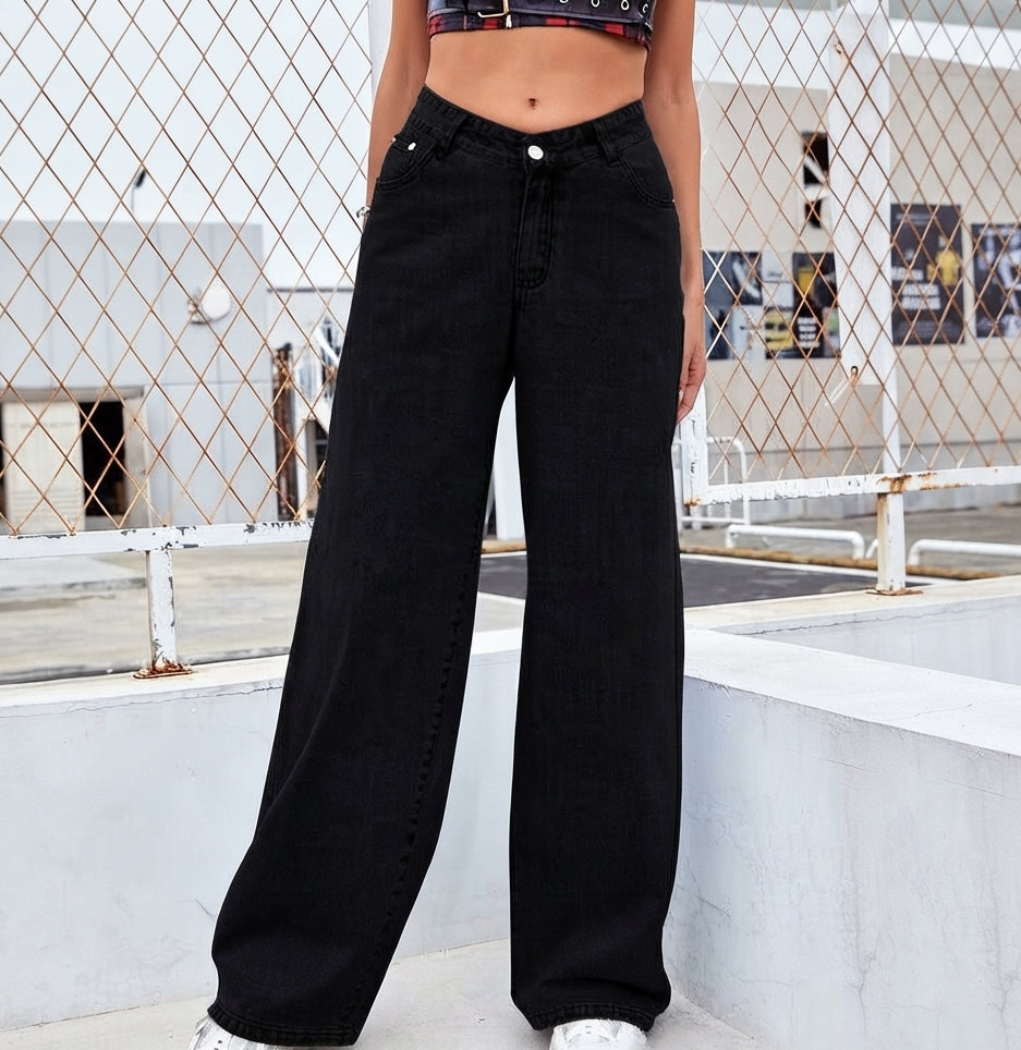 Pantalon Wide Leg Taille Haute – Coupe Élançant