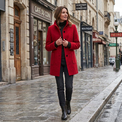 Manteau Cintrée Urbain à Col Montant, Tendance automne