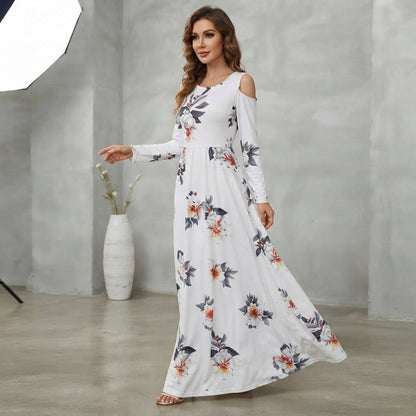 Robe Maxivale Champêtre, Évasée & Style Épaules Nues