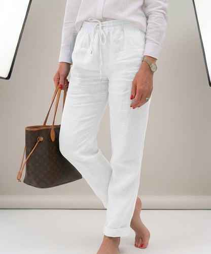 Pantalon décontracté en coton et lin