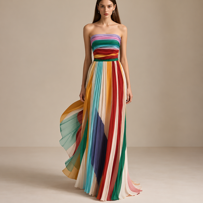 Robe Longue Bustier Plissée