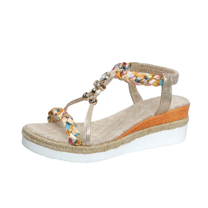 Sandales Tressées Élégantes Avec Bijoux